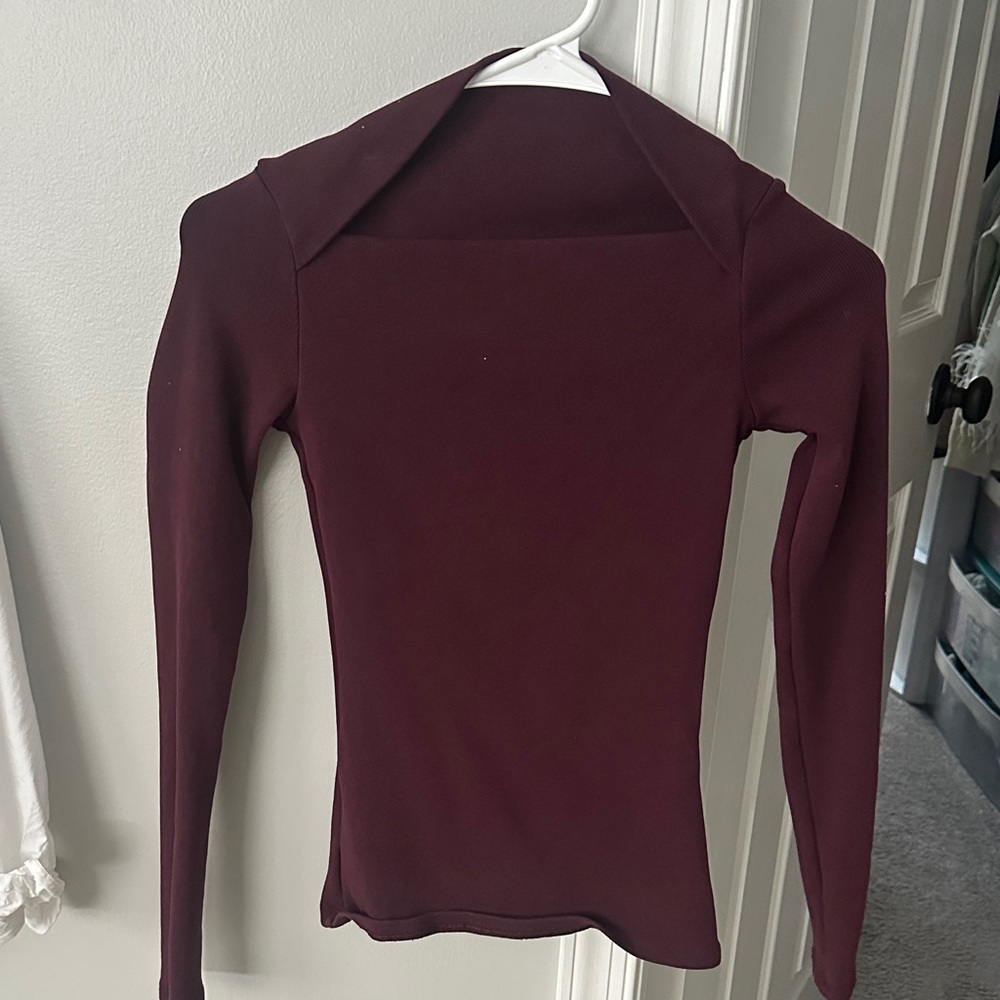 Zara Burgundy Long Sleeve Top XS